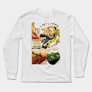 Scared Woman Surprised Fight Retro Comic Vintage Cartoon Long Sleeve T-Shirt